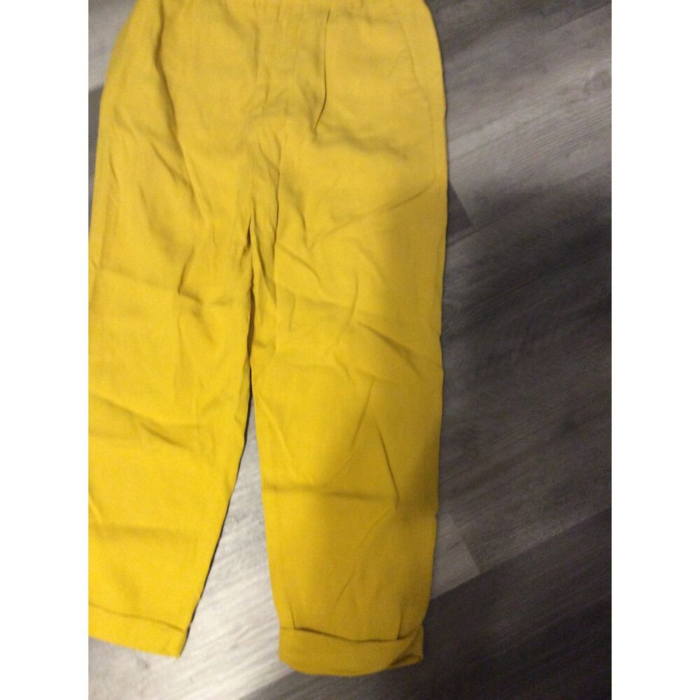 Golden Yellow Lyocell Pants XS Zara Cuffed Womens - Picture 3 of 5